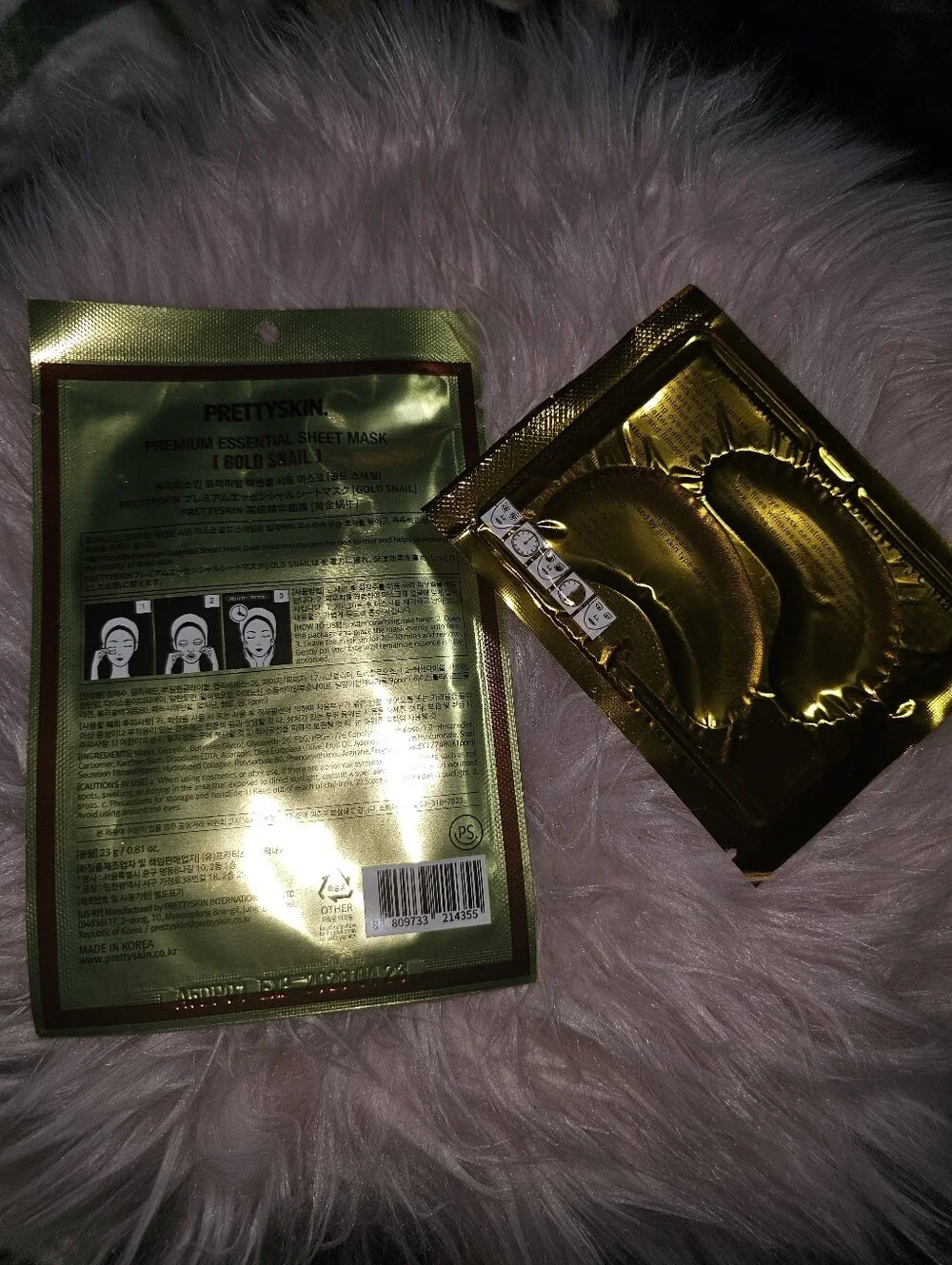 PrettySkin Gold Snail Sheet Mask & Gold Eye Masks - Gold